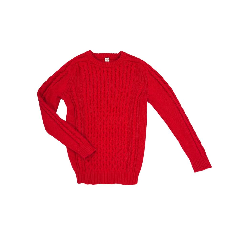 Crewcuts Girl’s Red Merino Wool Blend Cable Knit Sweater